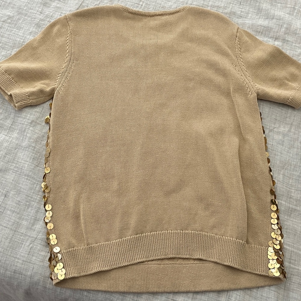 Dries Van Noten cotton short sleeve sweater with front gold payette sequins - Picture 11 of 11